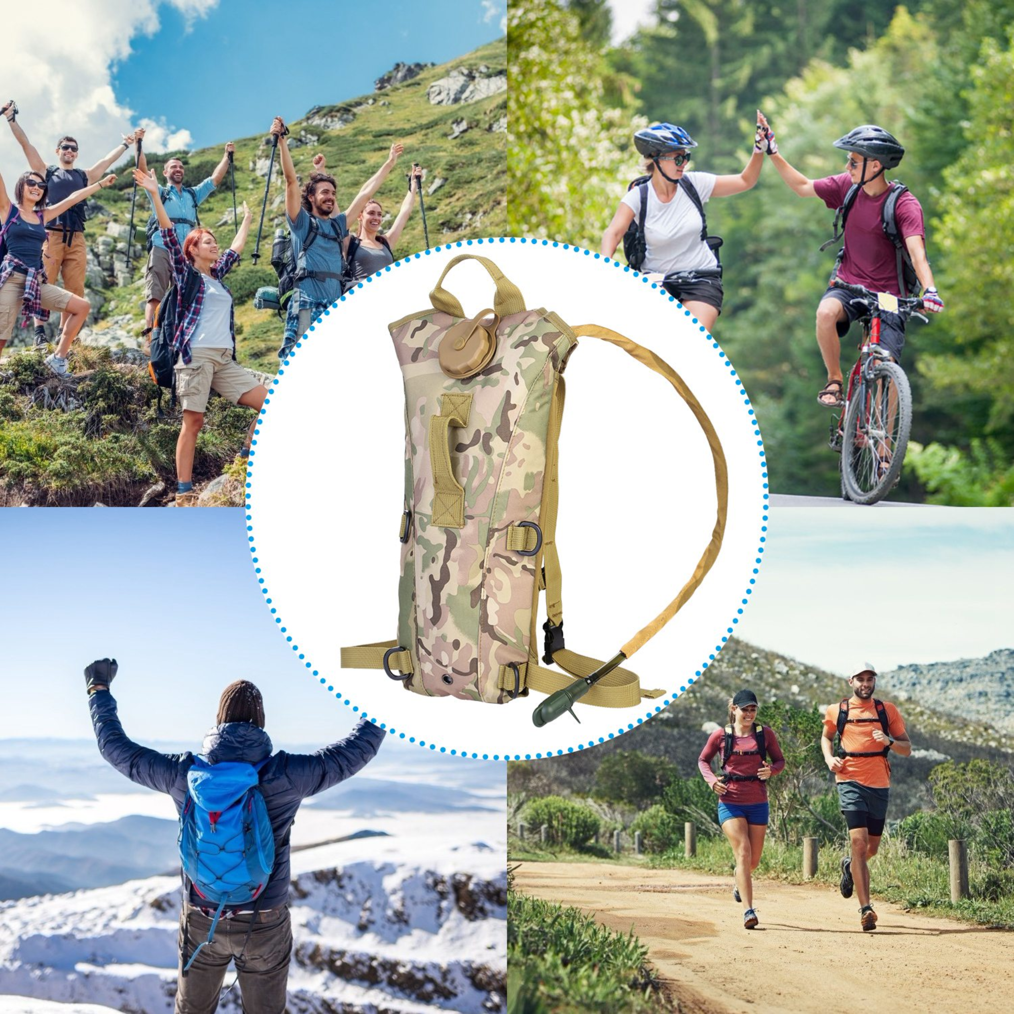 iMounTEK Tactical Hydration Pack 3L Water Bladder Adjustable Water Drink Backpack for Hiking Cycling Climbing Running