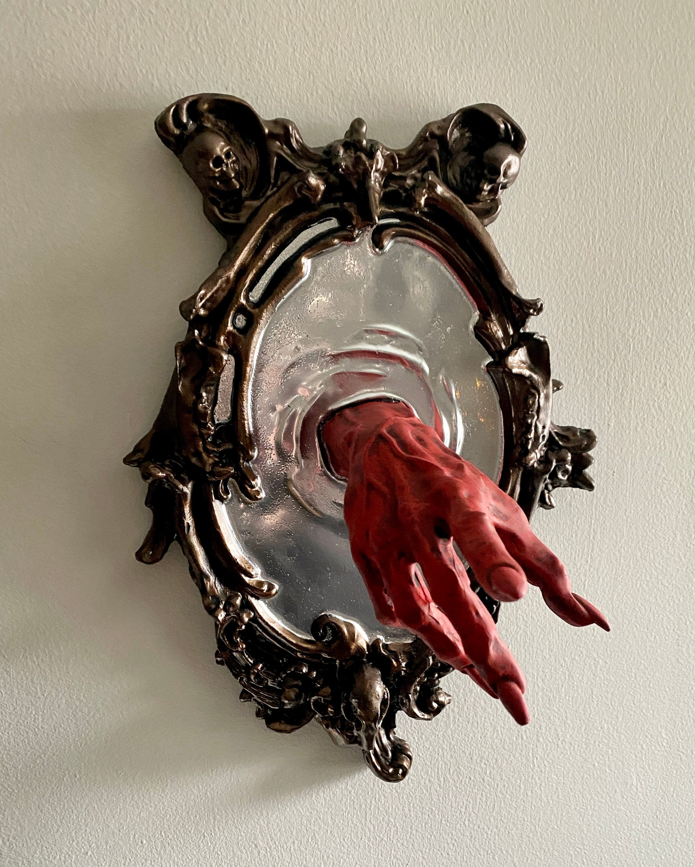 Spectral Hand Wall Plaque, Large Version, Blood Red, Resin | Victorian Gothic Haunted Wall Art |Ghost Hand for Halloween, Spooky Home Decor