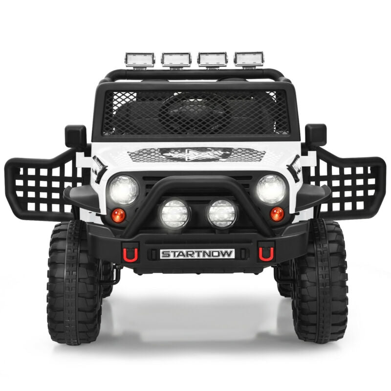 12V Kids Electric Ride On Truck with Remote Control and Operation Lever-White