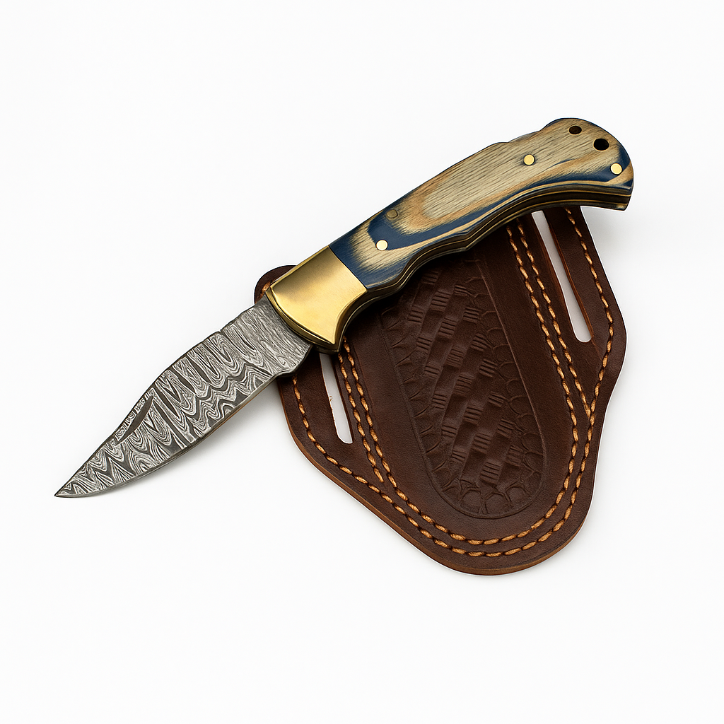 Ocean Wave Damascus Folding Knife - TF-086