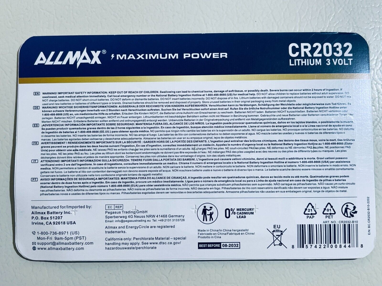 32-pack Assorted CR2032 3V Lithium Batteries - Allmax, Energizer, etc.