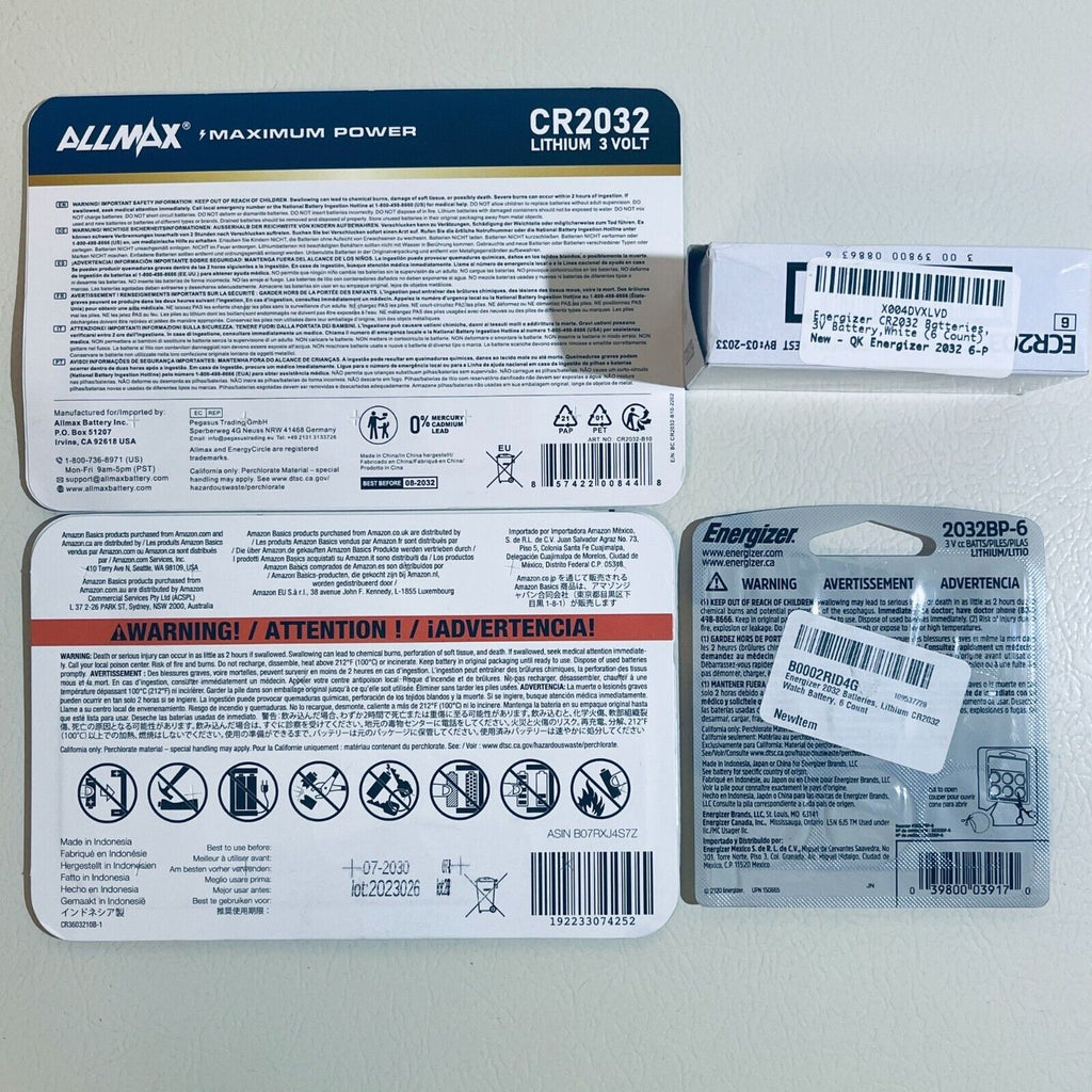 32-pack Assorted CR2032 3V Lithium Batteries - Allmax, Energizer, etc.
