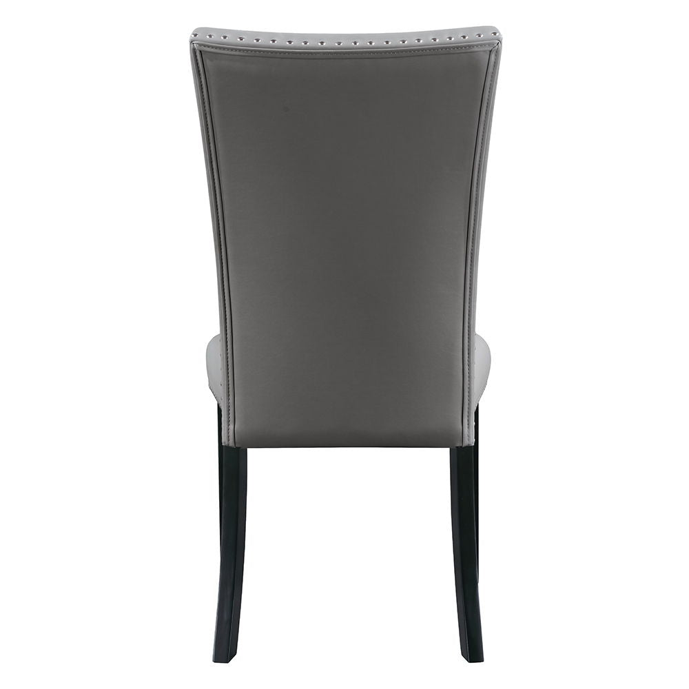 Caralin - Side Chair (Set of 2) - Gray Synthetic Leather & Black