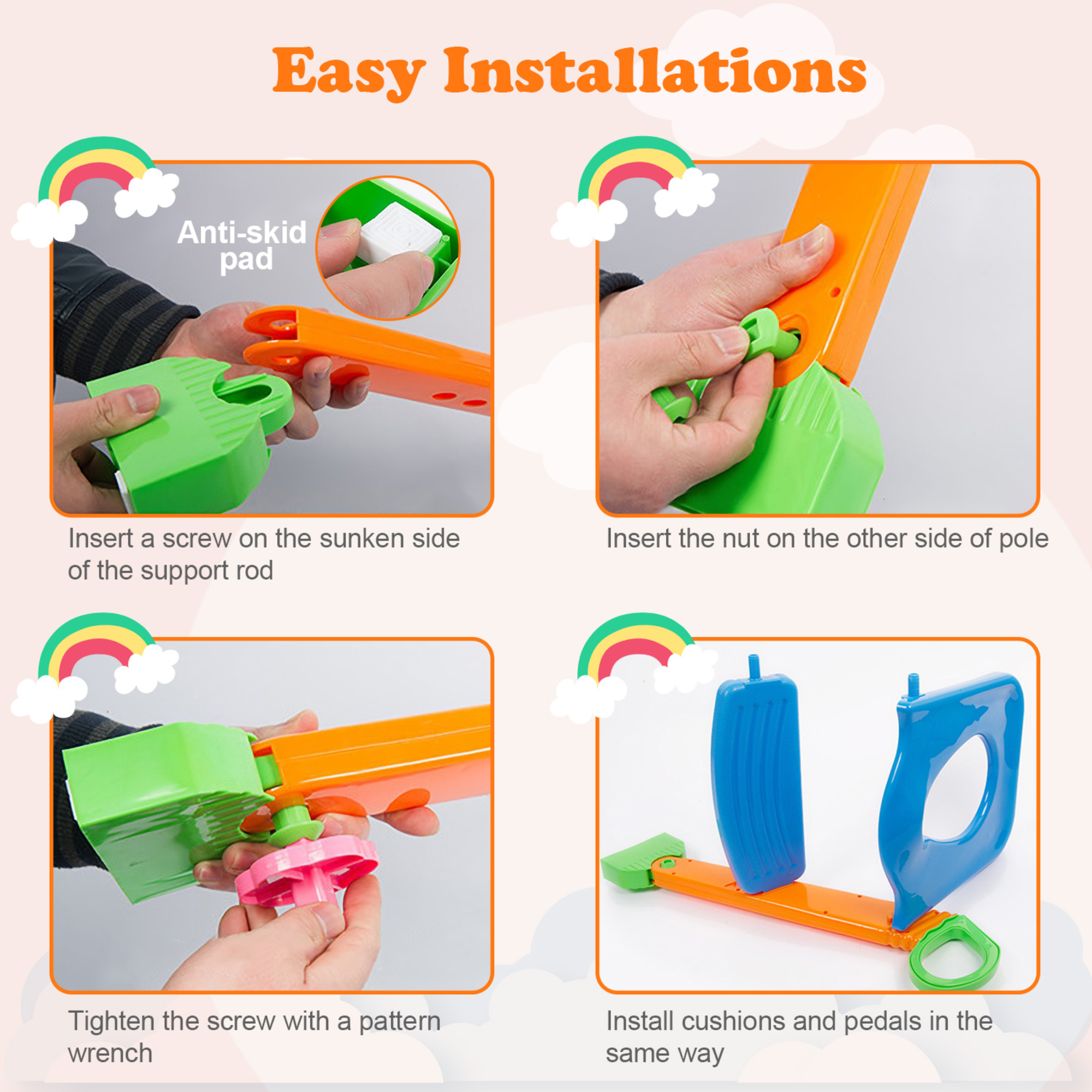 Potty Training Toilet Seat w/ Steps Stool Ladder For Children Baby Foldable Splash Guard Toilet Trainer Chair Anti-slip Feet Pedal Handle 132LBS Max L