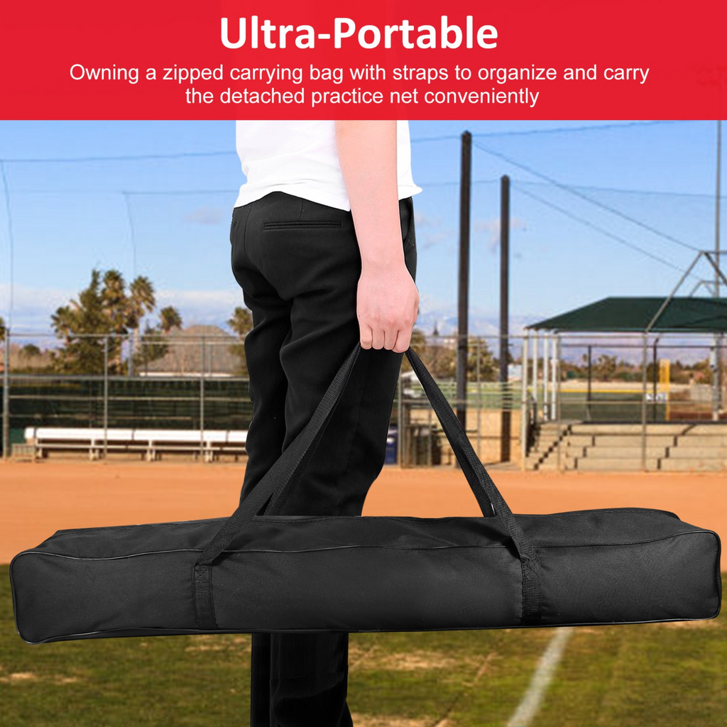 7x7ft Baseball Softball Teeball Practice Net Batting Hitting Pitching Training Net w/ Bow Frame Carrying Bag for Solo Team Training