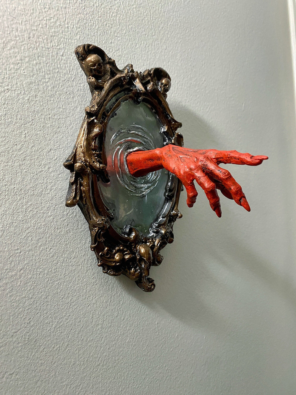 Spectral Hand Wall Plaque, Blood Red Resin Sculpture | Victorian Gothic Haunted Wall Art |Ghost Hand Gift for Halloween, Spooky Home Decor