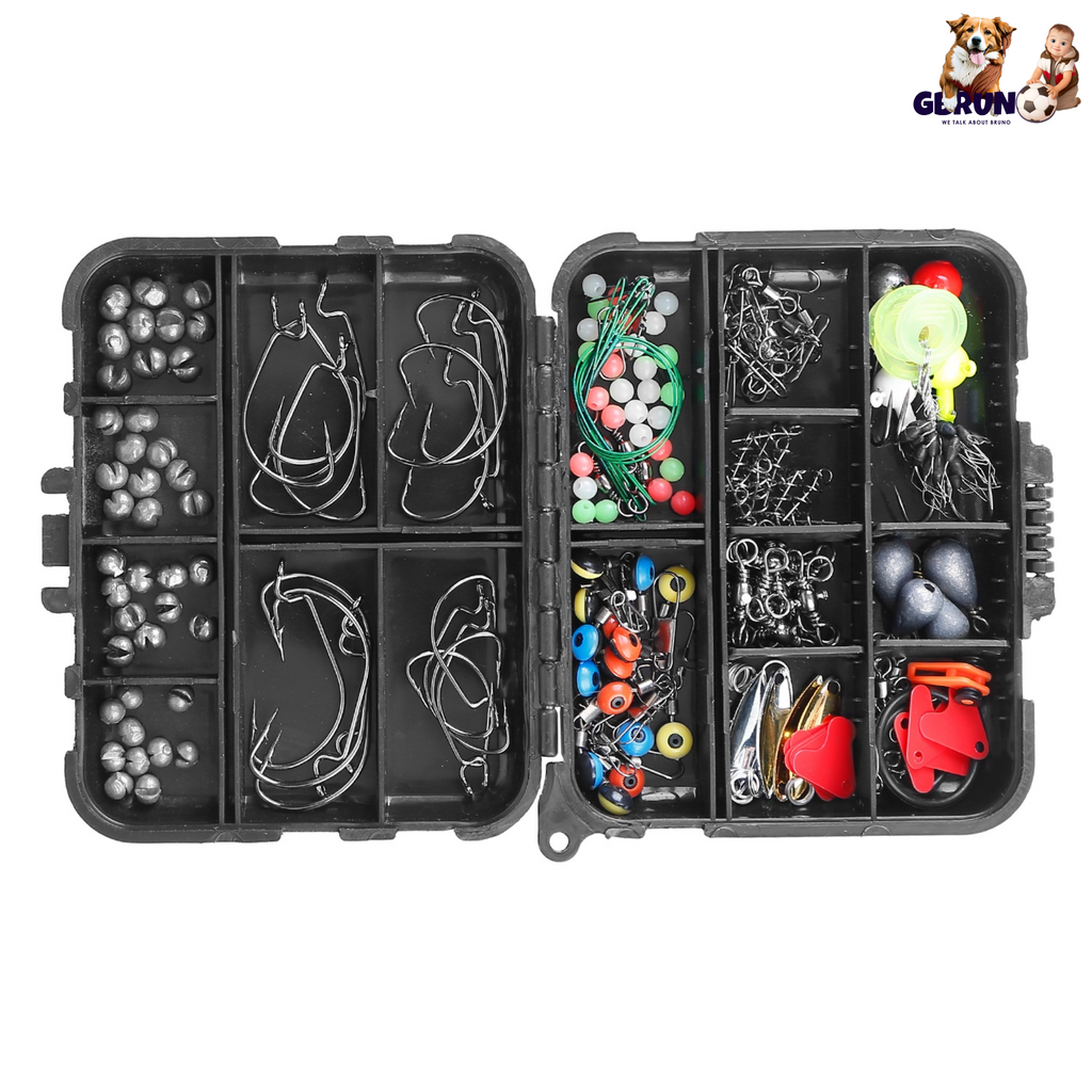188Pcs Fishing Accessory Kit Portable Fishing Set Including Jig Hooks Sinker Weights Spoon Lure Removable Split Shot w/ Tackle Box