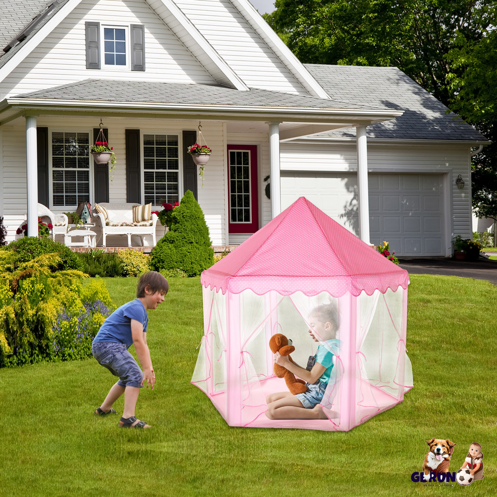 Kids Play Tents Princess for Girls Princess Castle Children Playhouse Indoor Outdoor Use w/ Carry Case