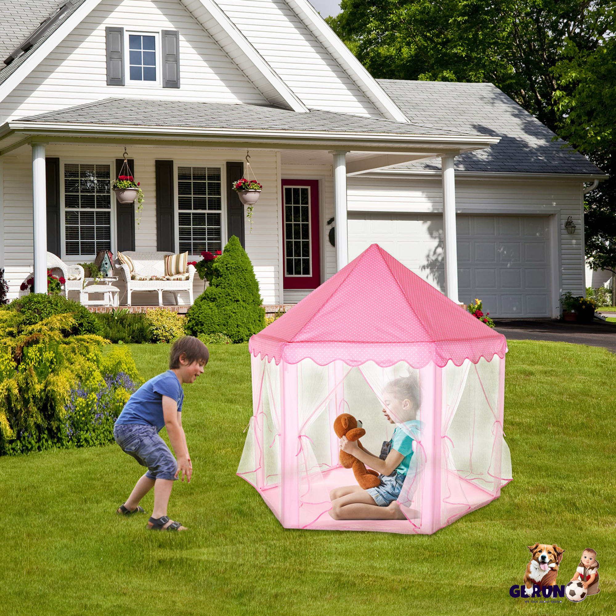 Kids Play Tents Princess for Girls Princess Castle Children Playhouse Indoor Outdoor Use w/ Carry Case