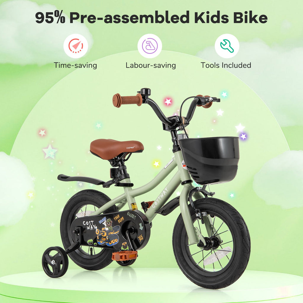 12-Inch Kids Bike Adjustable with Training Wheels for 3-4 Years Old