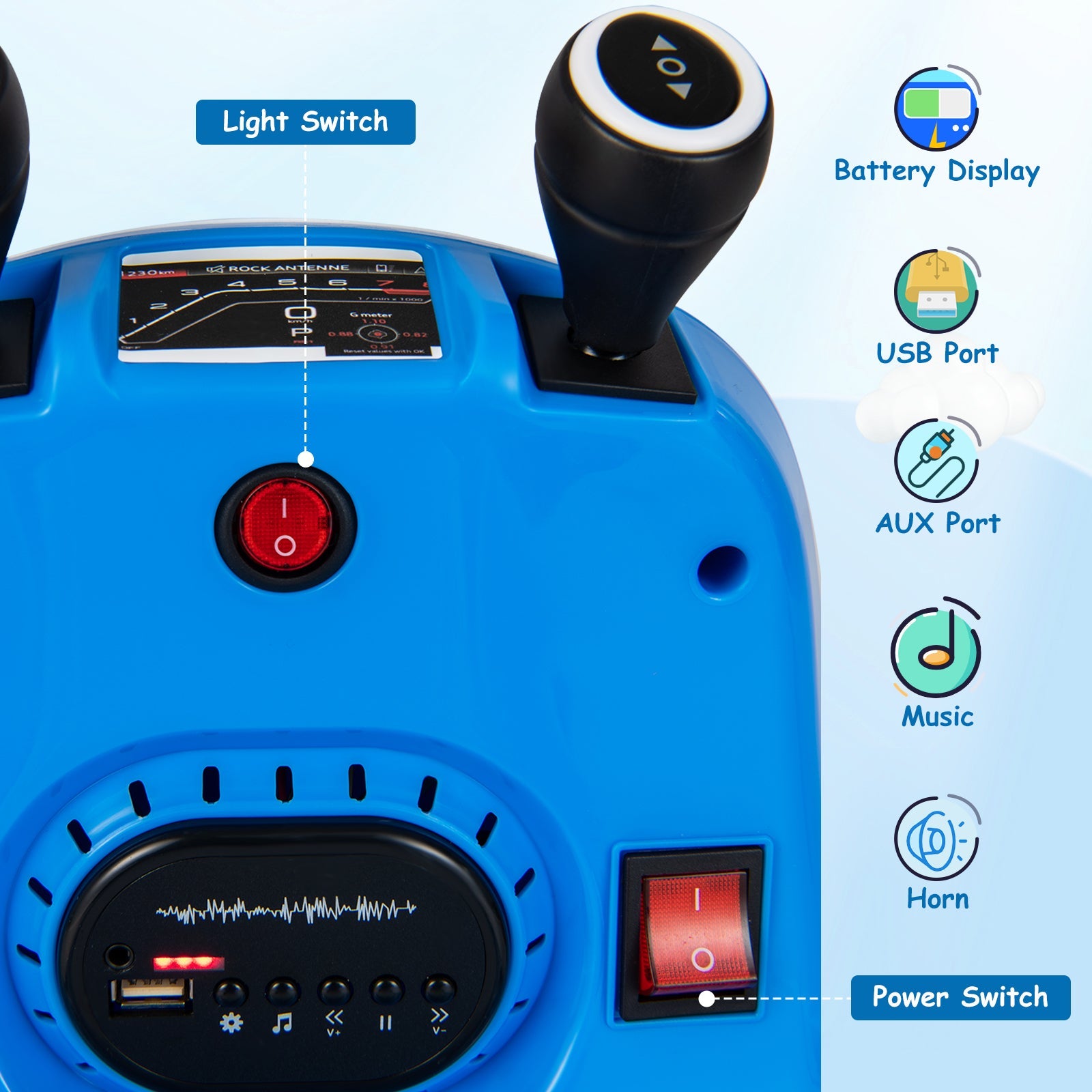 12V Kids Ride On Bumper Car with Remote Control Lights and Music-Blue