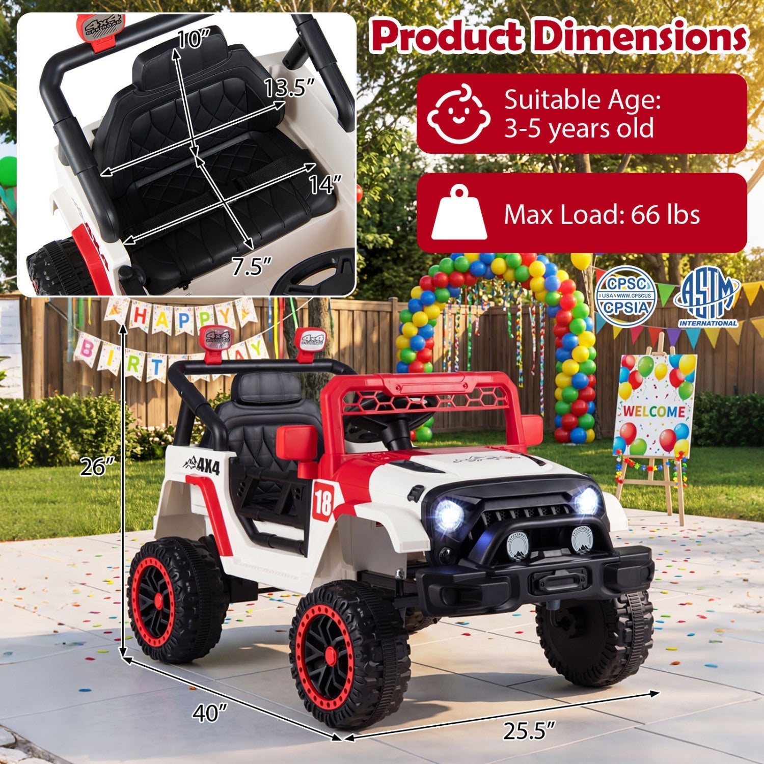 12V Kids Ride On Truck with Remote Control and 3 Speeds