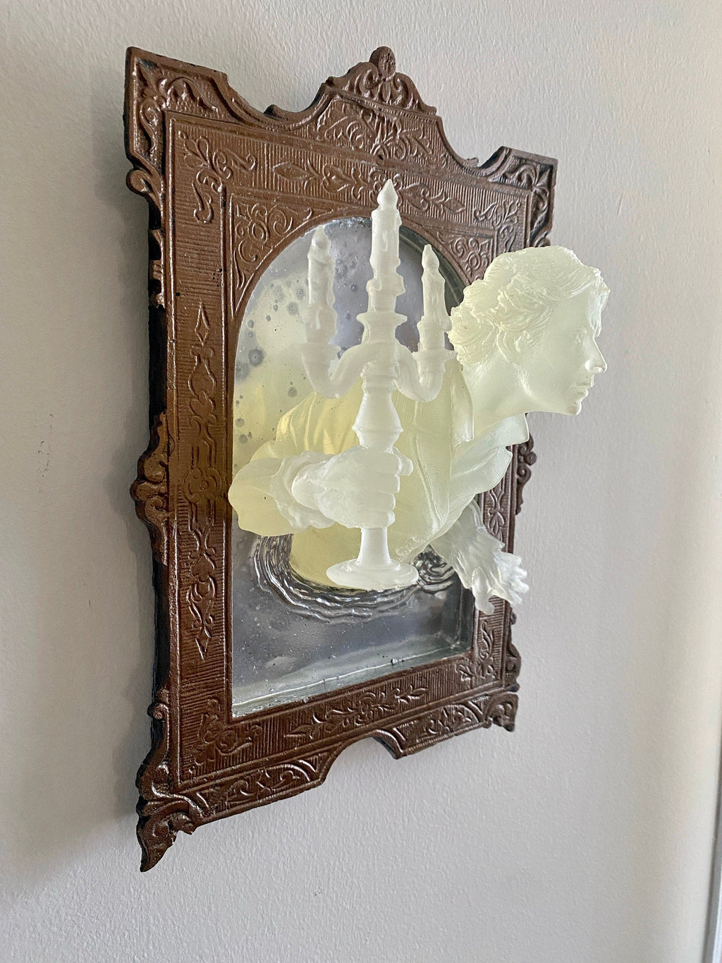 Gentleman Ghost in the Mirror Wall Plaque, Large Version, Glow in the Dark | Victorian Gothic Wall Art | for Halloween and Spooky Home Decor