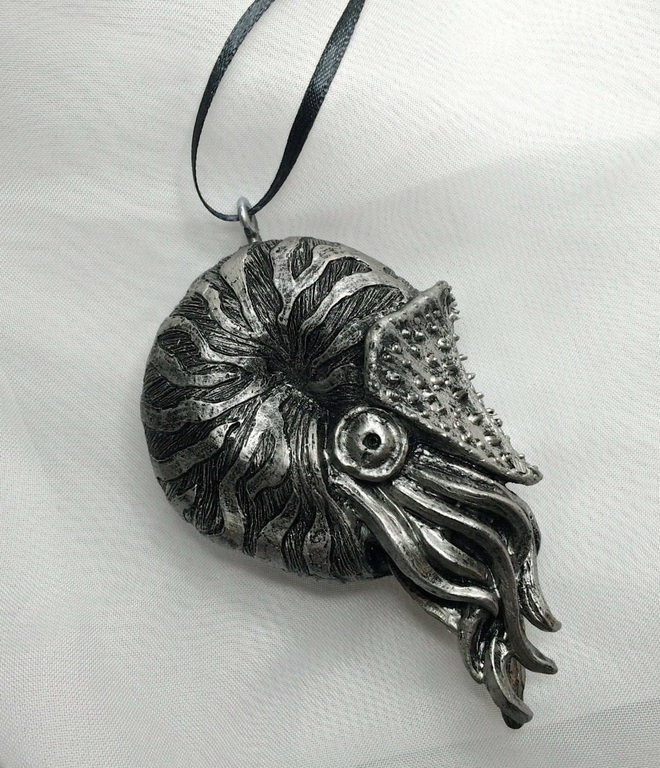 Nautilus Ornament, Hand Painted Resin Sculpture | Nautical Sea Creature Figurine | Ocean Themed Nautilus Ammonite Ornament for Holiday Decor