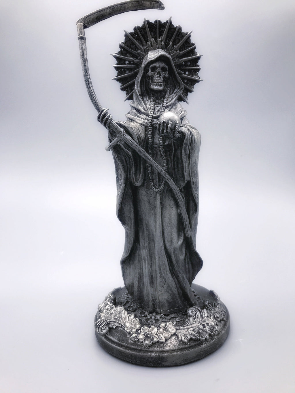 Santa Muerte Statue, Hand Painted Sculpture | Mexican Saint of Death Altar Statue | Gothic Figurine, Dia de los Muertos Decor