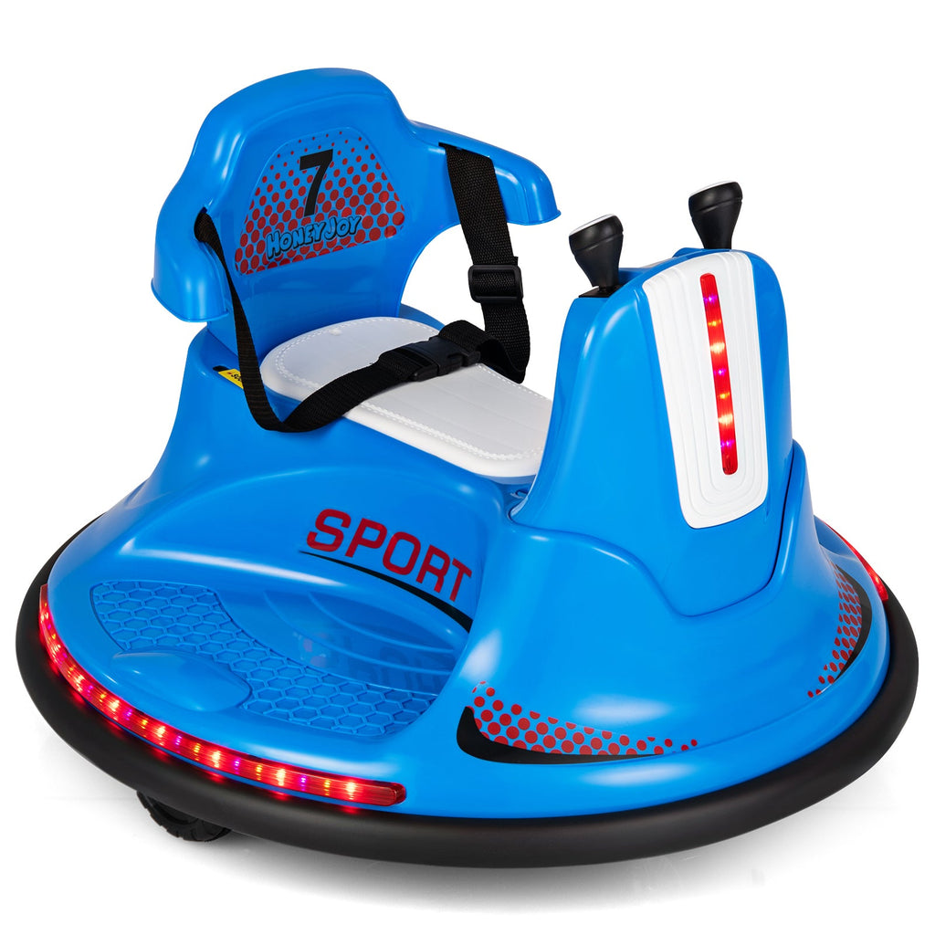 12V Kids Ride On Bumper Car with Remote Control Lights and Music-Blue