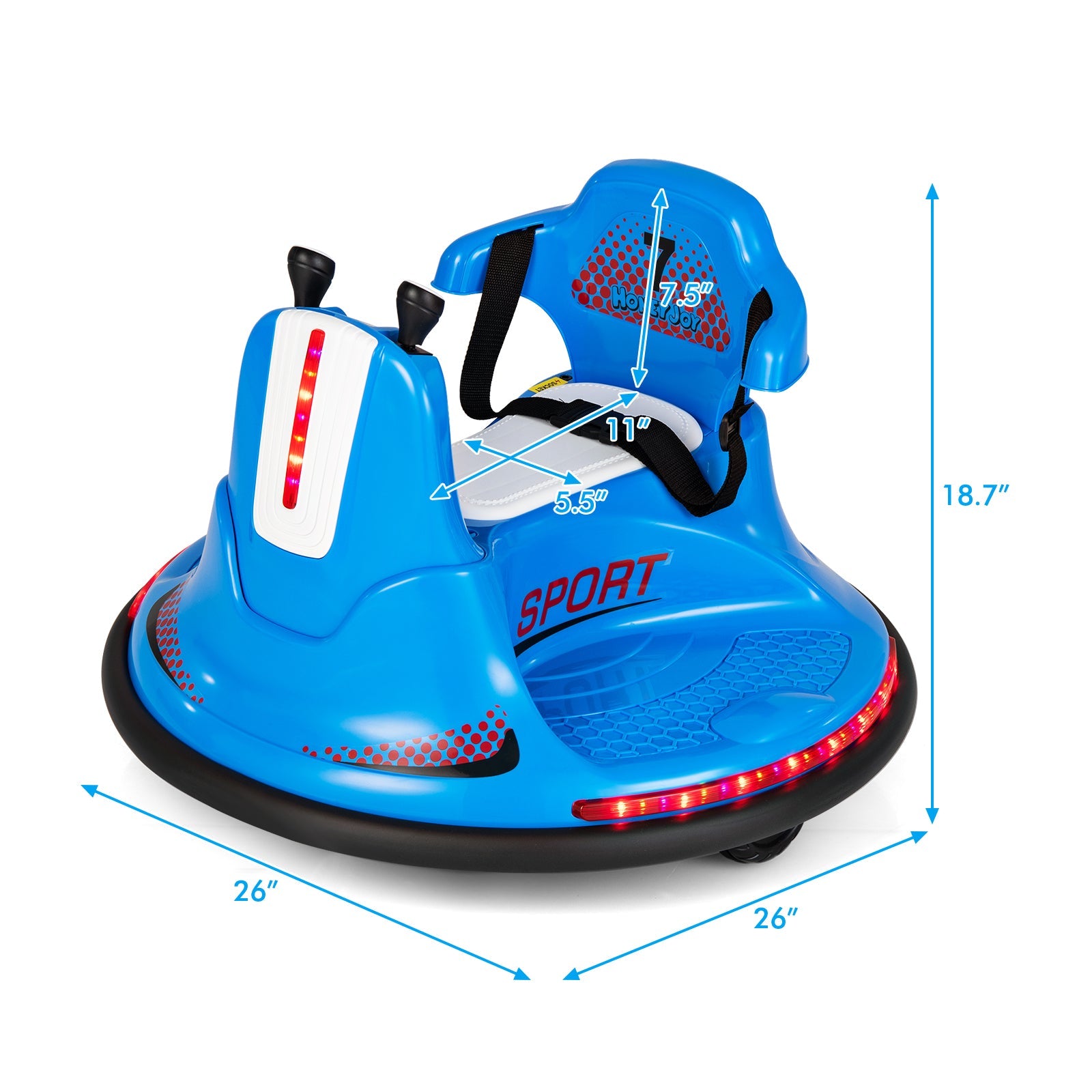 12V Kids Ride On Bumper Car with Remote Control Lights and Music-Blue