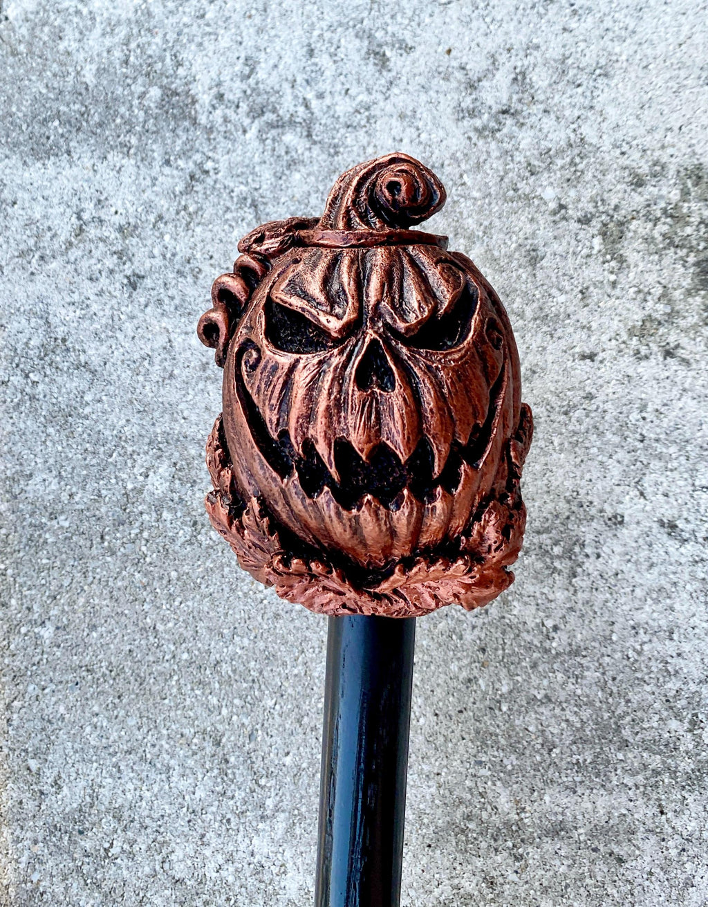 Jack O' Lantern Cane, Hand Sculpted Walking Stick | Halloween Gothic Cane | Fantasy Cosplay Pumpkin Jack O' Lantern Cane, Gothic Accessory