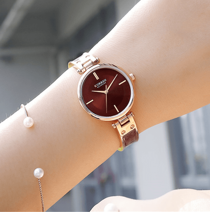 Womens Elegant Stainless Steel Watch With Ceramic Bracelet In Shimmering Marble Colors