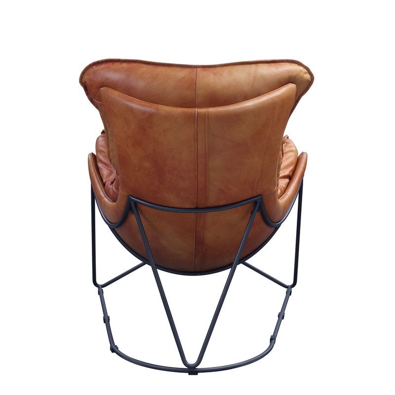 Thurshan - Accent Chair - Aperol Top Grain Leather & Black