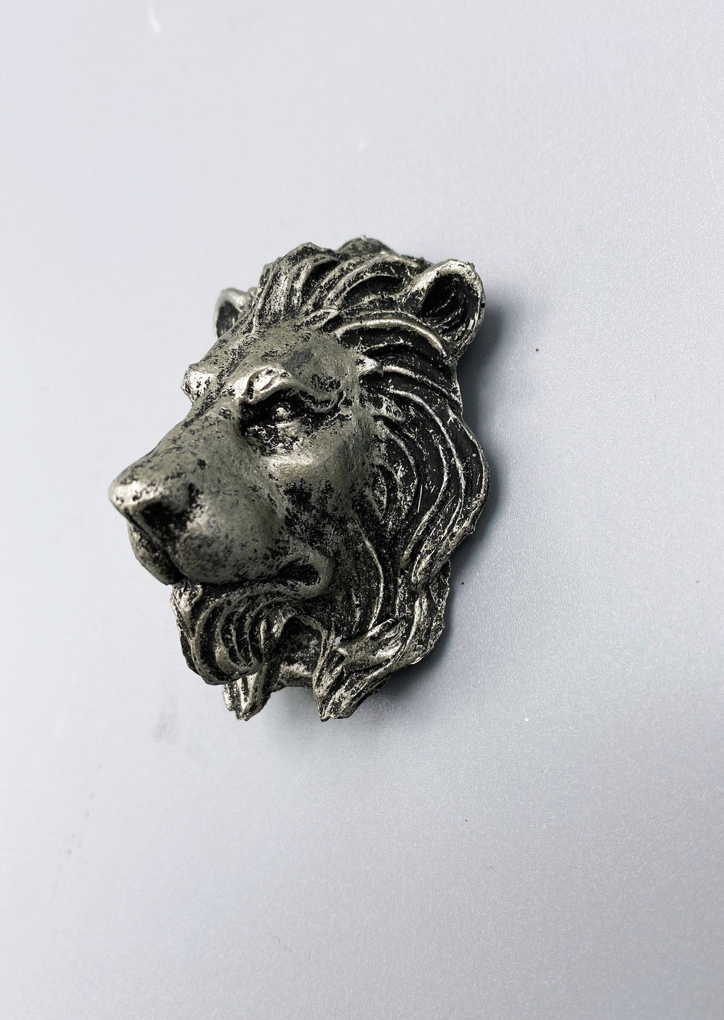 Lion's Head Magnet, Hand Painted Resin Sculpture | Mythic Fantasy Decor | Lion Magnet for Fantasy and Gothic Decor