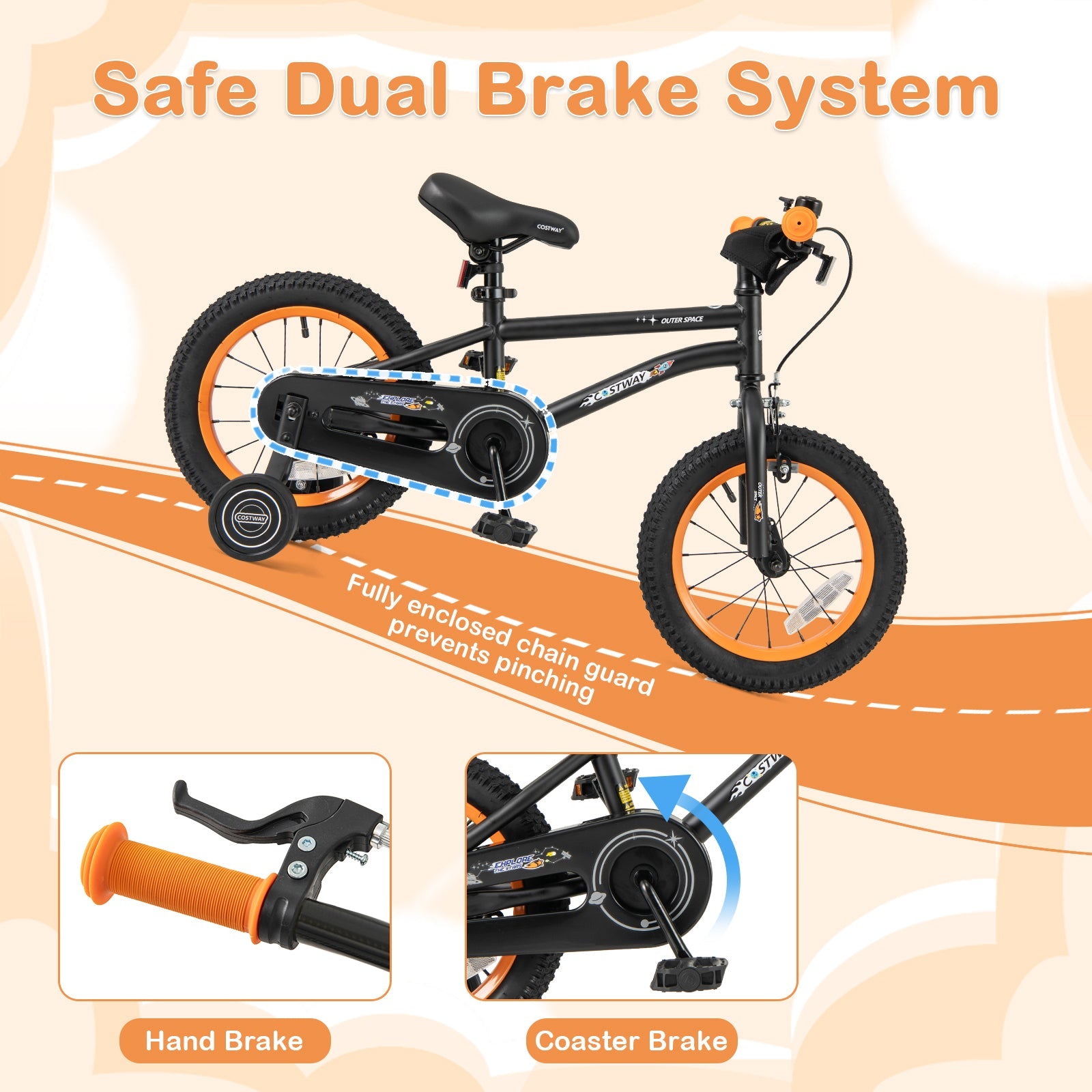 14-Inch Kids Bike Sport Bicycle for 3-5 Years Old with Adjustable Seat-14 inches