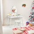 Kids Vanity Makeup Table & Chair Set Make Up Stool-White