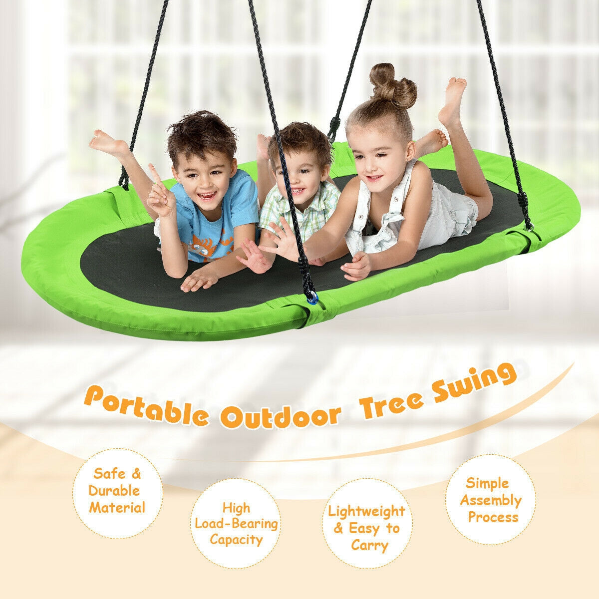 60 Inch Saucer Surf Outdoor Adjustable Swing Set-Green