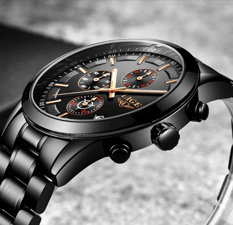 Men's Waterproof  Watch With Chronometers And Date Display Unique Design Perfect Gift