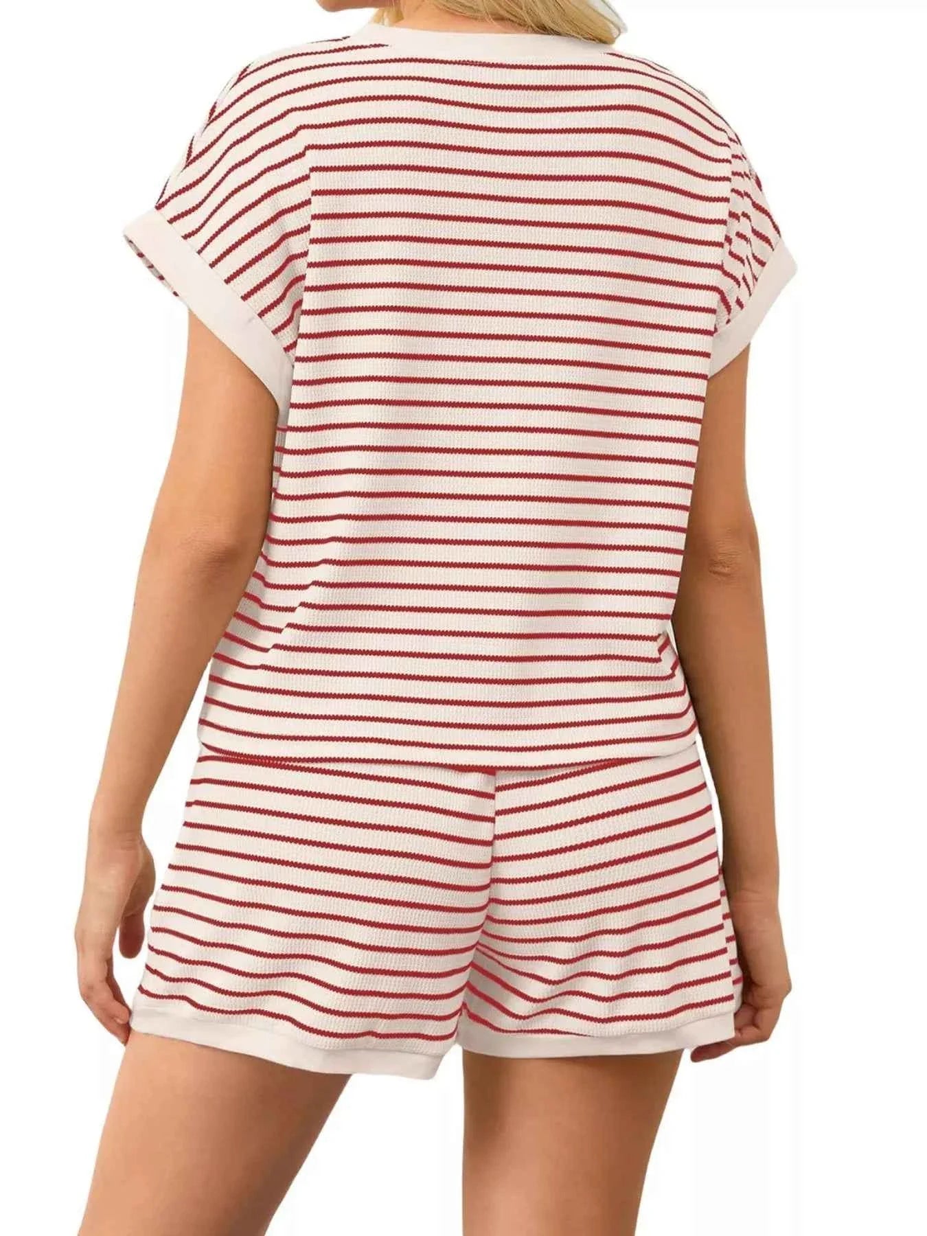 Striped Chic: Plus Size Top & Shorts Set