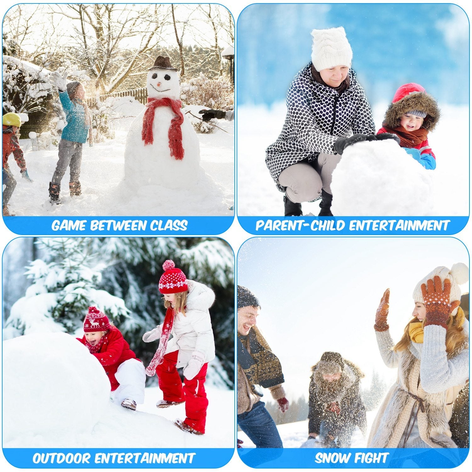 15Pcs Winter Snowball Tool Kit Kids Snow Molds Outdoor Snow Beach Toys for Kids Toddlers Adults Snowman Snowflake Duck Dinosaur