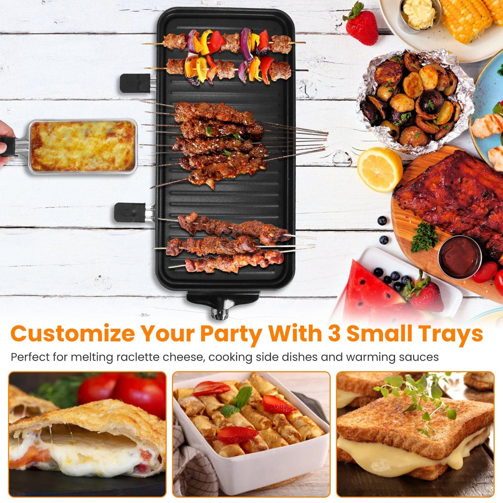 2000W Electric Indoor Grill 2 in 1 Electric BBQ Gill with Grill NetÊRemovable Plate 5 Temperature Control 3 Small Trays Dishwasher Safe