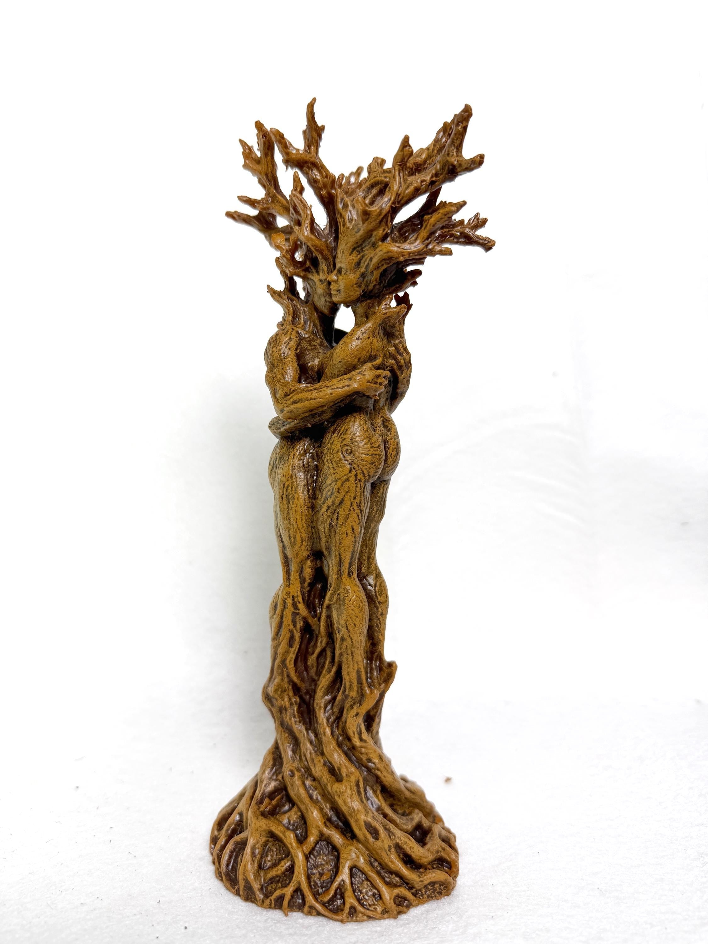 Amor Silvanus: Embracing Dryads Statue, Half Scale | Mythical Forest Creature Figurine | Woodland Tree Spirit Couple, Fantasy Art Home Decor