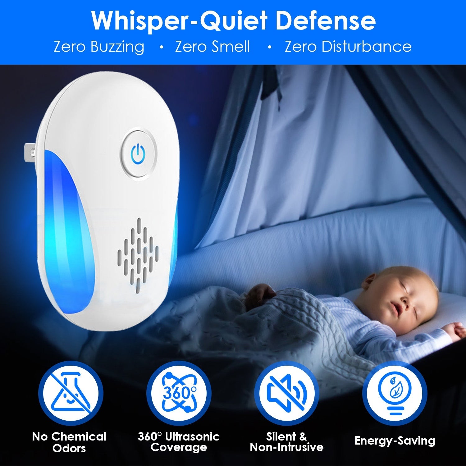 6 Packs Ultrasonic Pest Repellers Electric Plug-In Indoor Pest Control Mouse Repellent Chaser Deterrent Rodent Chaser with 2 Modes for Home Kitchen Of