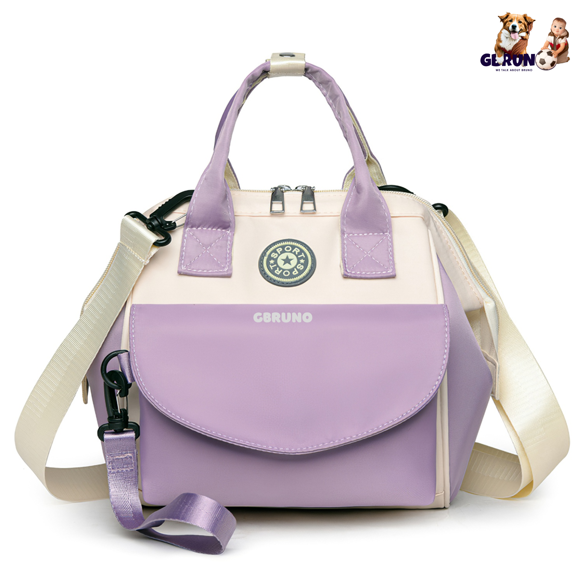 Baby Nappy Diaper Bag with 6 Pockets Burp Cloth Adjustable Shoulder Strap Detachable Small Bag Multifunctional Diaper Changing Bag with 2 Insulated Po