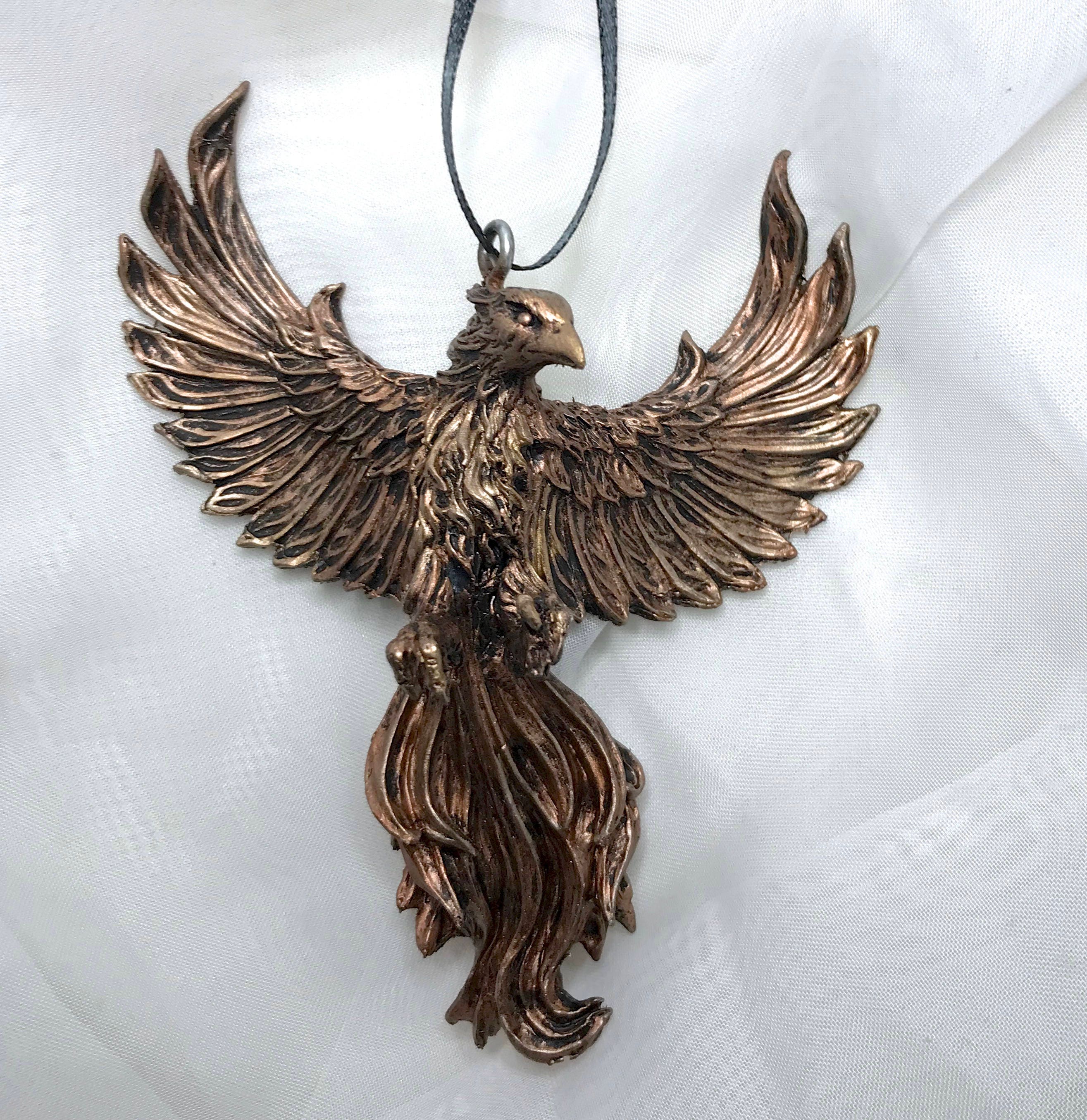 Phoenix Ornament, Hand Painted Resin Sculpture | Mythical Creature Figurine | Legendary Flaming Phoenix Figurine Fantasy Art Ornament Decor