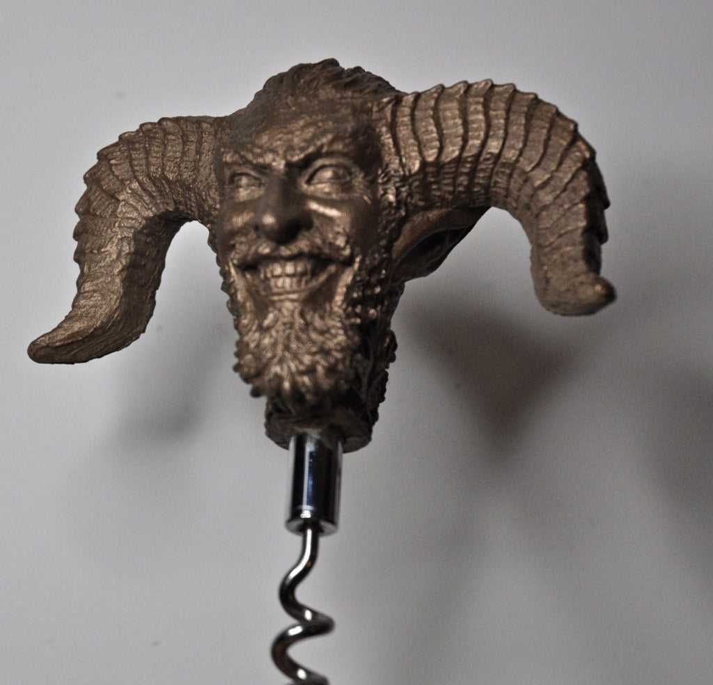 Satyr Head Corkscrew, Hand Sculpted Resin | Mythic Fantasy Art Barware | Legendary Dionysus  Cork Screw | Fantasy Wine and Barware Gift