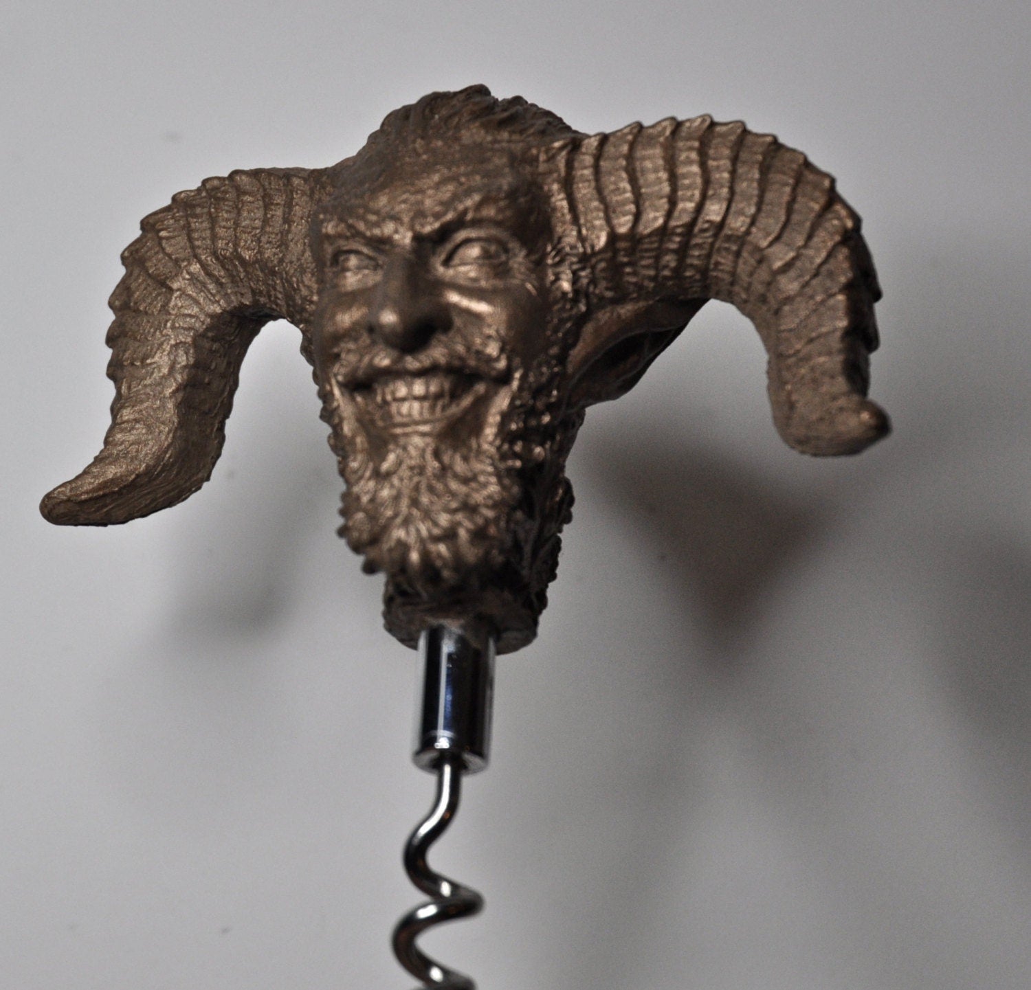 Satyr Head Corkscrew, Hand Sculpted Resin | Mythic Fantasy Art Barware | Legendary Dionysus  Cork Screw | Fantasy Wine and Barware Gift