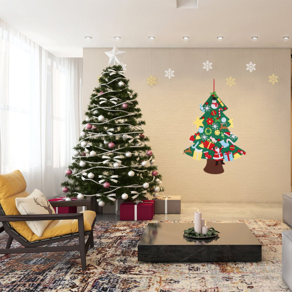 DIY Felt Christmas Tree 41Pcs Detachable Ornaments for Kids Toddler Wall Hanging Christmas Decoration Xmas Gift