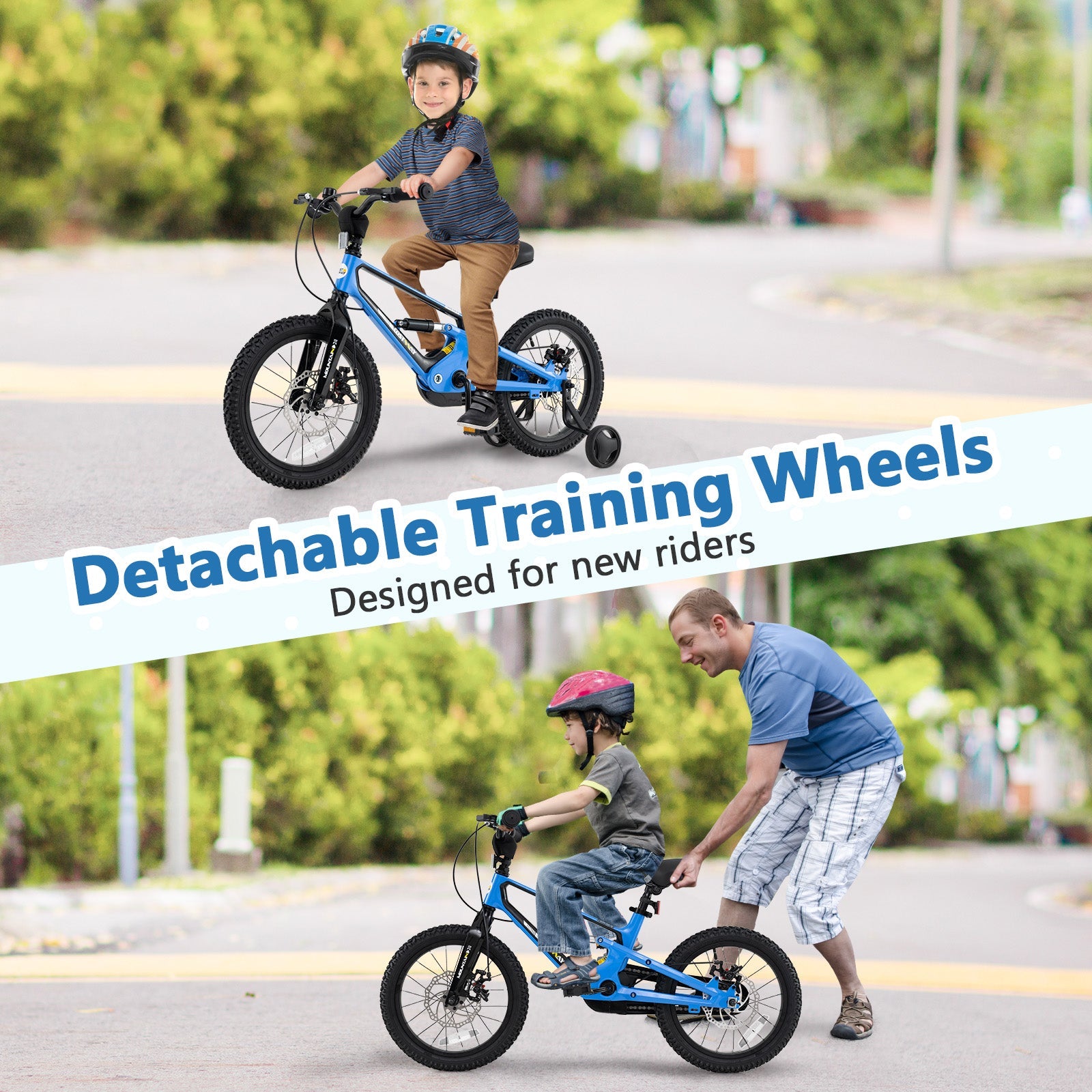 16 Inch Kids Bike Adjustable with Shock Absorber and Bell for Aged 4 to 7-16 inches