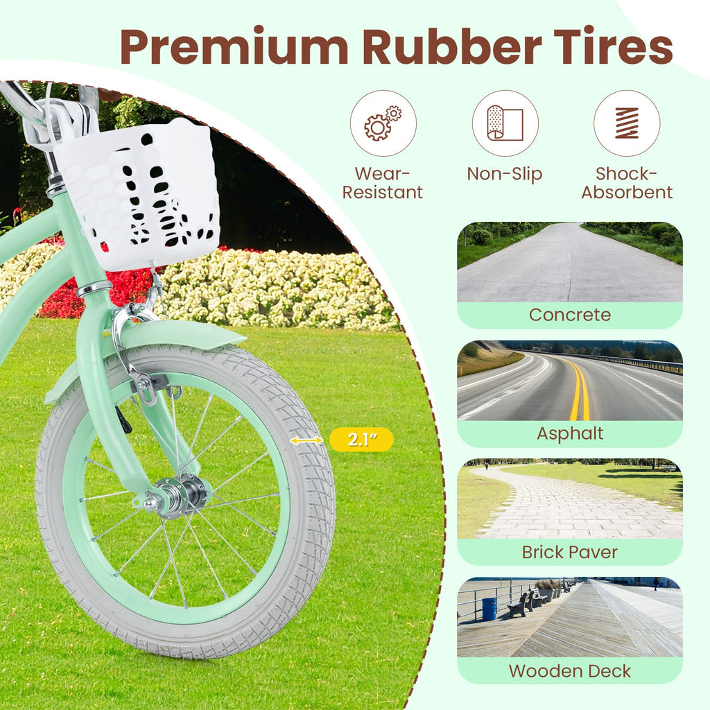 16 Inch Kids Bike with Adjustable Seat and Bell for Kids 3-8 Years Olds-16 inches