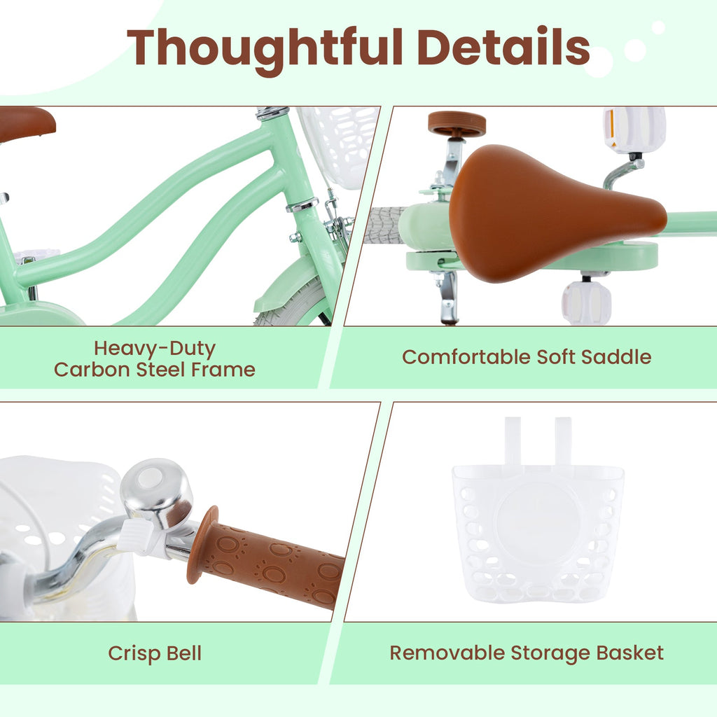 16 Inch Kids Bike with Adjustable Seat and Bell for Kids 3-8 Years Olds-16 inches