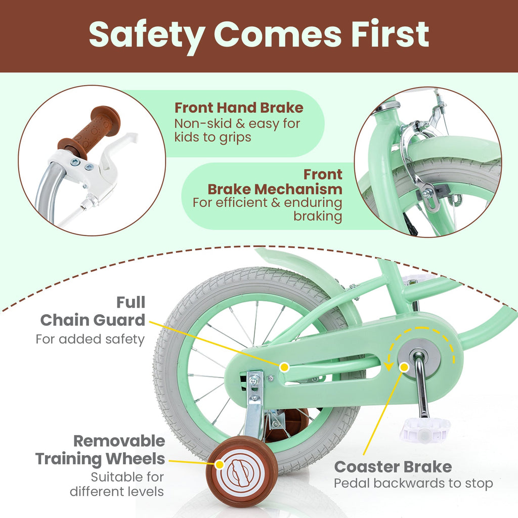 16 Inch Kids Bike with Adjustable Seat and Bell for Kids 3-8 Years Olds-16 inches