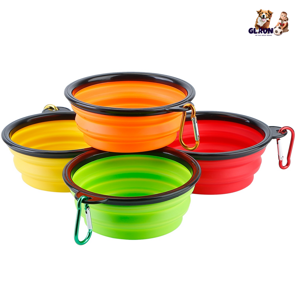 4Pcs Silicone Collapsible Dog Bowls BPA Free Travel Dog Bowl Foldable Cat Dog Food Water Bowl w/ Carabiner Clip For Traveling Walking Hiking