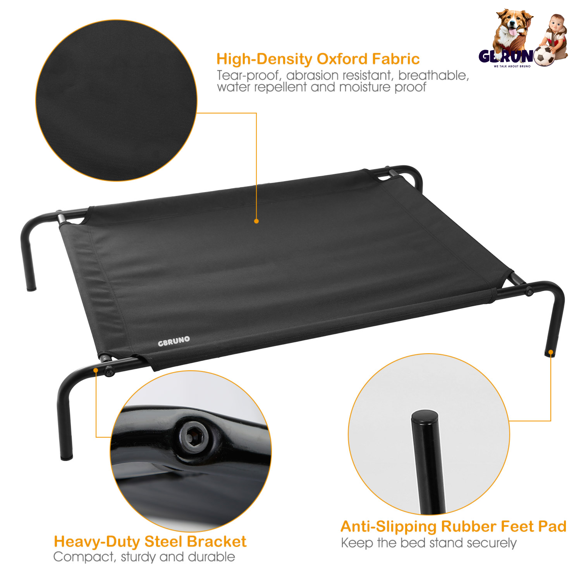 Elevated Pet Bed Dogs Cot Dogs Cats Cool Bed S/M/L Heavy-Duty Breathable Washable Indoor Outdoor Use