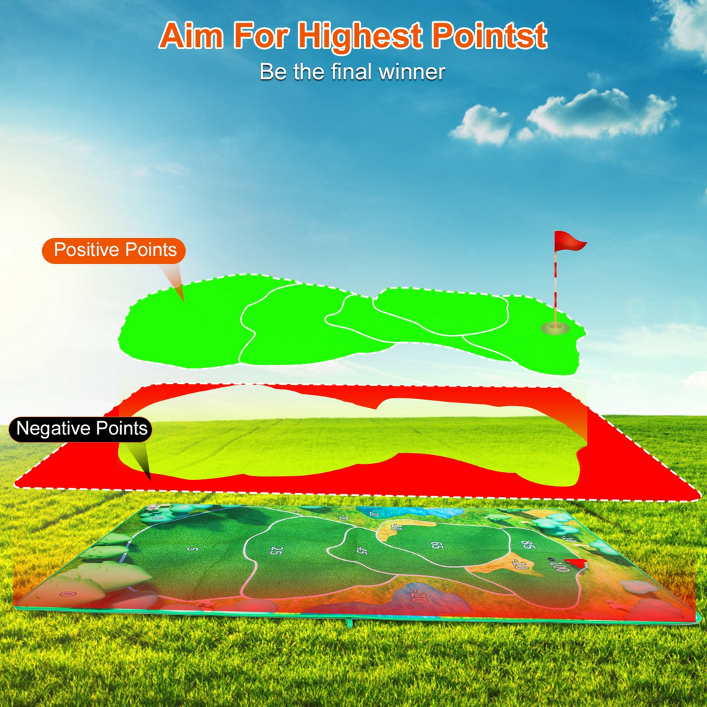 Golf Game Set Golf Game Training Mat Chipping Mat 20Pcs Sticky Golf Balls Indoor Outdoor Golf Practice Mat For Kids Party Family Gathering