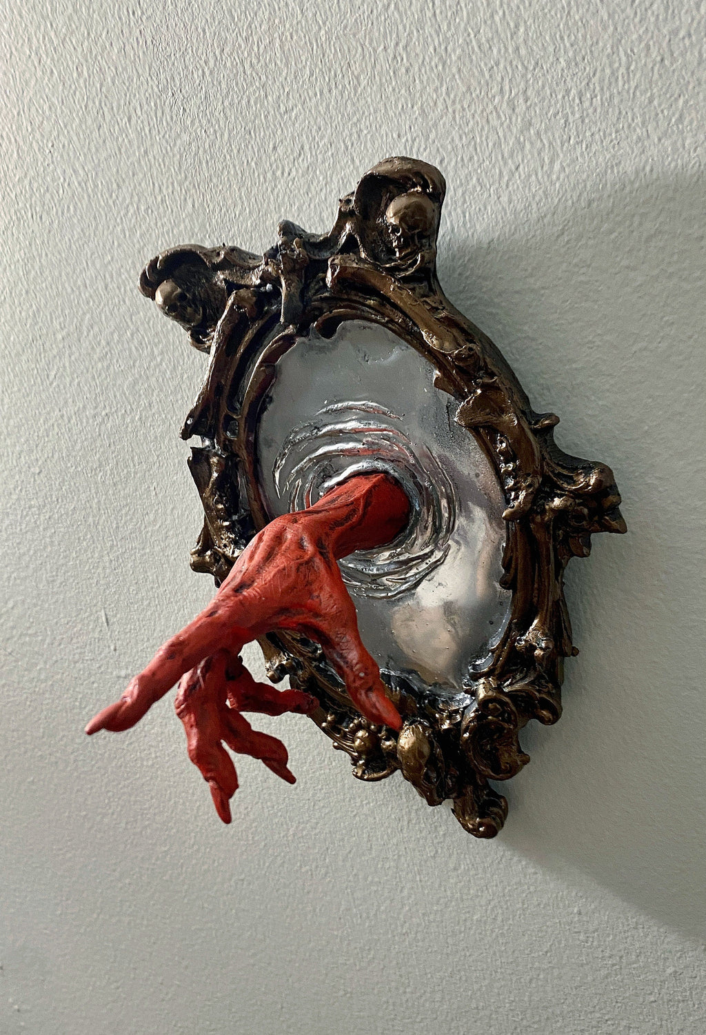 Spectral Hand Wall Plaque, Blood Red Resin Sculpture | Victorian Gothic Haunted Wall Art |Ghost Hand Gift for Halloween, Spooky Home Decor