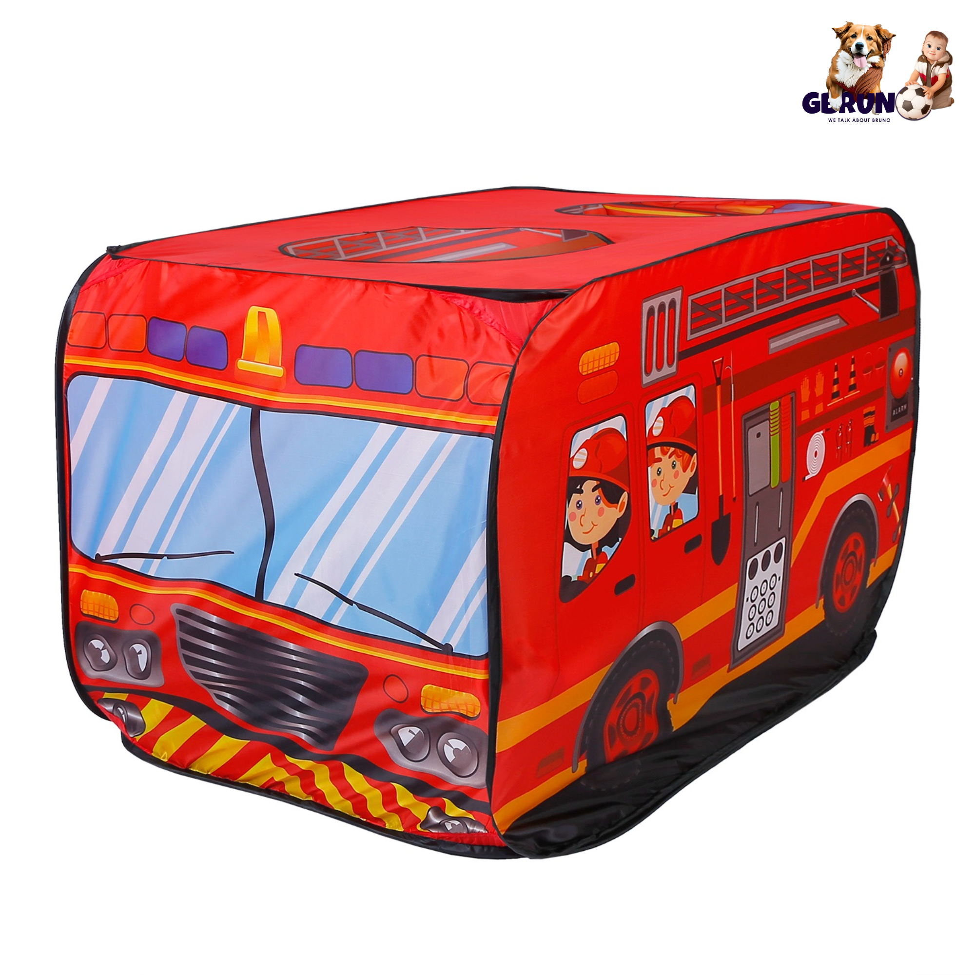 Kids Play Tent Foldable Pop Up Fire Truck Tent Portable Children Baby Play House W/ Carry Bag For Indoor Outdoor Use