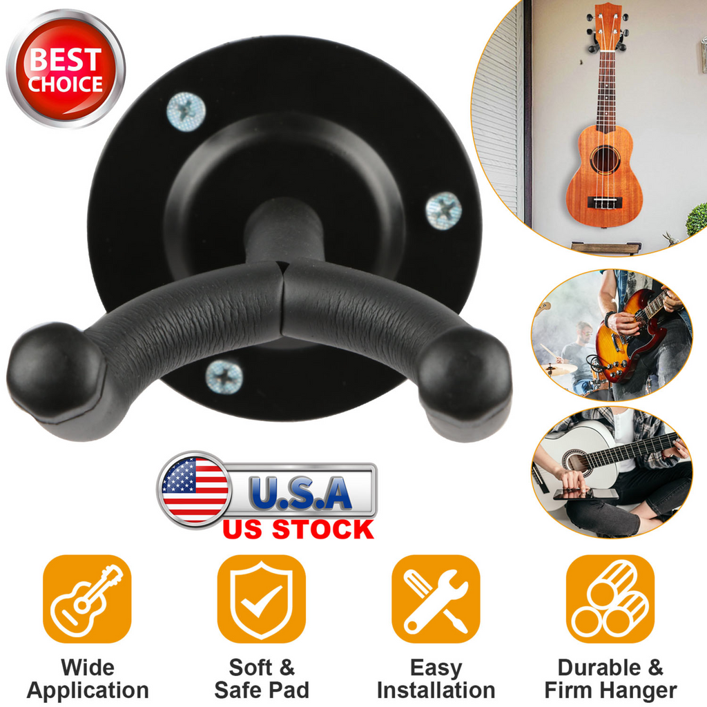 Wall Mount Guitar Hanger Padded Steel Guitar Bracket Holder Hook Rack For Electric Acoustic Bass Guitars