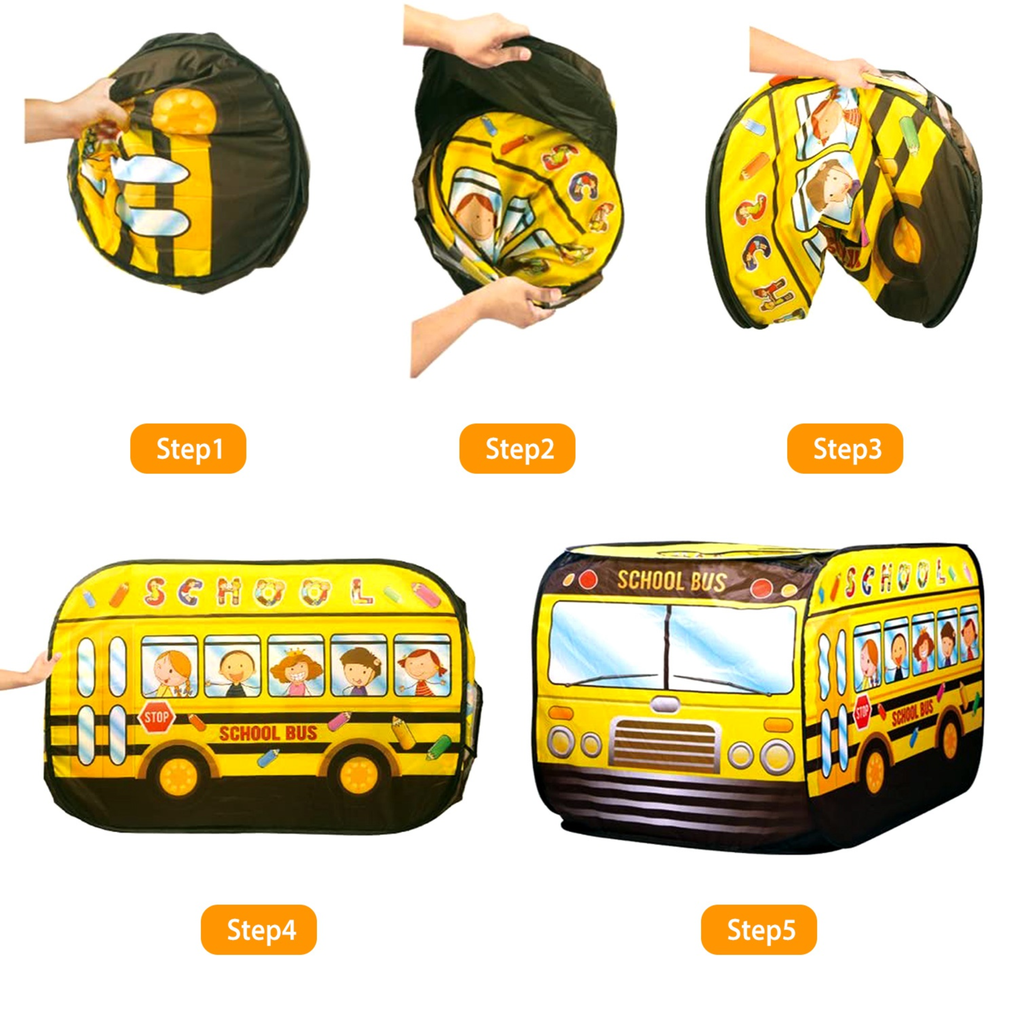 Kids Play Tent Foldable Pop Up Fire Truck Tent Portable Children Baby Play House W/ Carry Bag For Indoor Outdoor Use